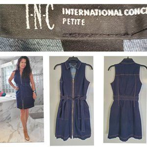 INC Denim Sleeveless Zipper Dress Sz 8P